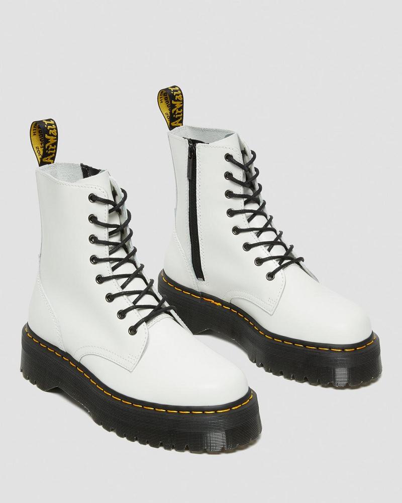 Dr Martens Jadon Smooth Leren Platform Laarzen Heren Wit | NL 250VRW